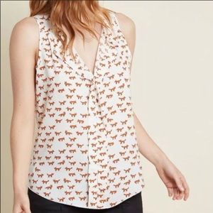 ModCloth sleeveless blouse adorable fox print 1X